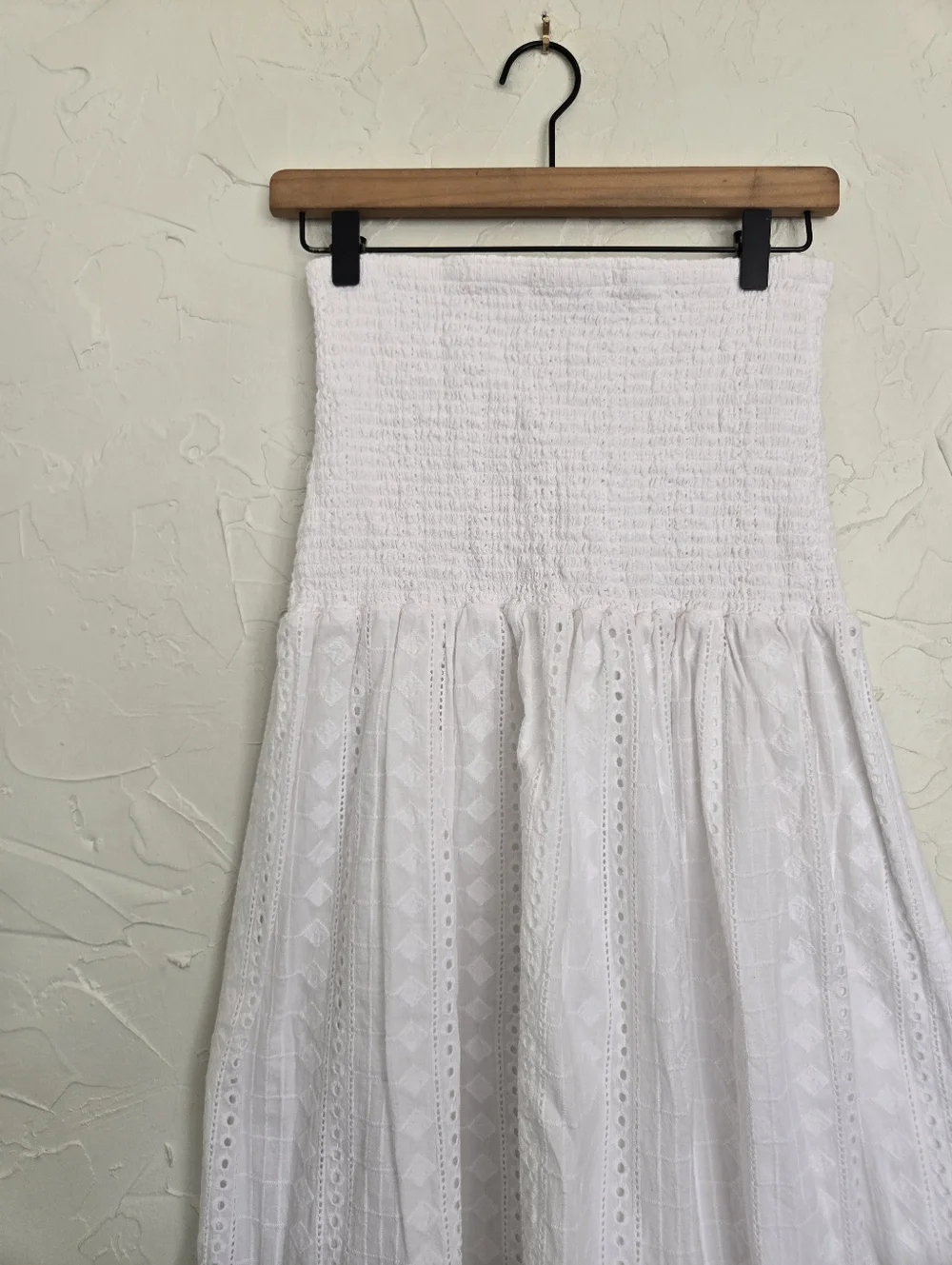 Maaji Eyelet White Cotton Boho Maxi Skirt, M - Picture 3 of 11